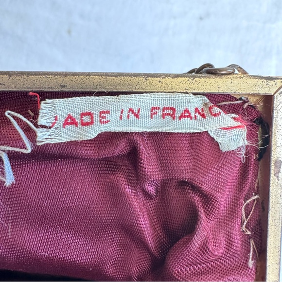 Vintage Tapestry Needlepoint Purse Castle Boat  Turn Closure Satin Lining France - Picture 7 of 8